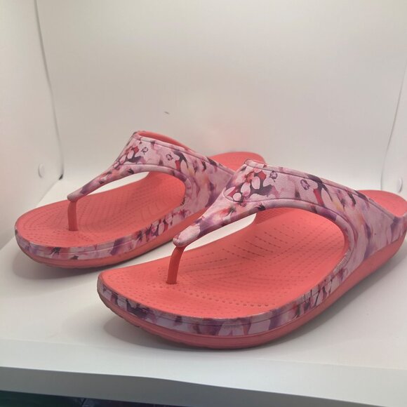 Crocs pink platform floral sandal flip flop comfort 11 - Picture 3 of 7
